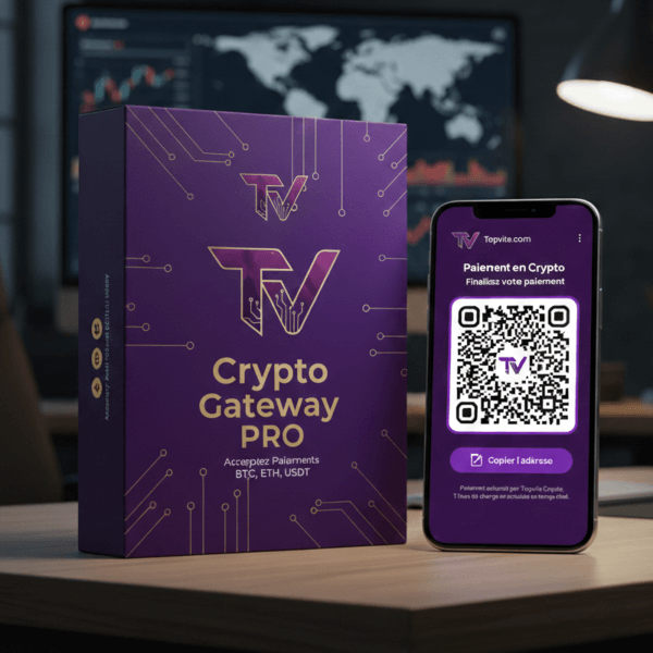 TopVite Crypto Gateway PRO – Passerelle de paiement Bitcoin, USDT et autres