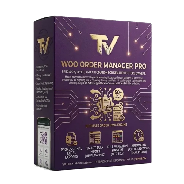 TopVite Woo Order Manager Pro - WooCommerce Export & Import Plugin