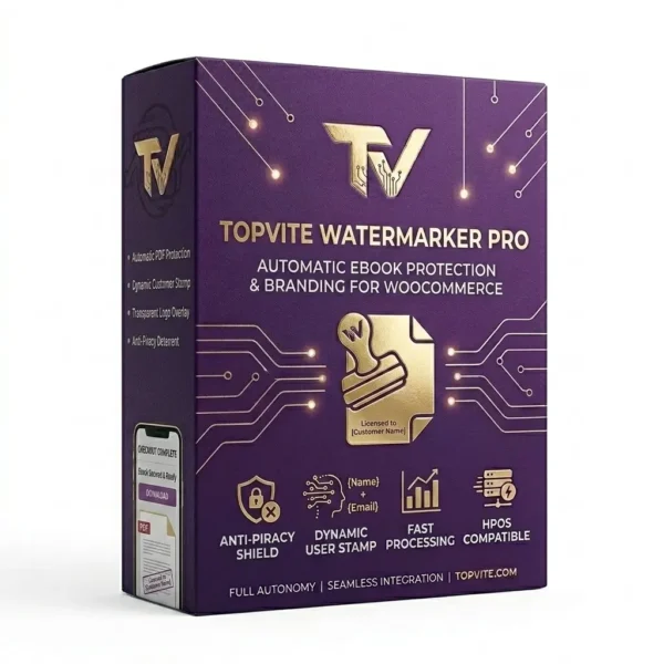 TopVite PDF Watermarker PRO: Dynamic Anti-Piracy & Branding for WooCommerce